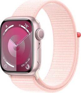 Apple Watch Series 9 41 mm Ružový hliník so svetlo ružovým prevliekacím športovým remienkom