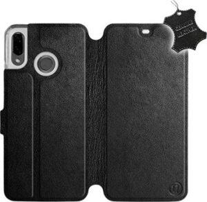 Flip puzdro na mobil Huawei Nova 3 – Čierne – kožené – Black Leather