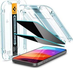 Spigen Glass tR EZ Fit (Privacy) 2 Pack Transparency iPhone 15 Plus